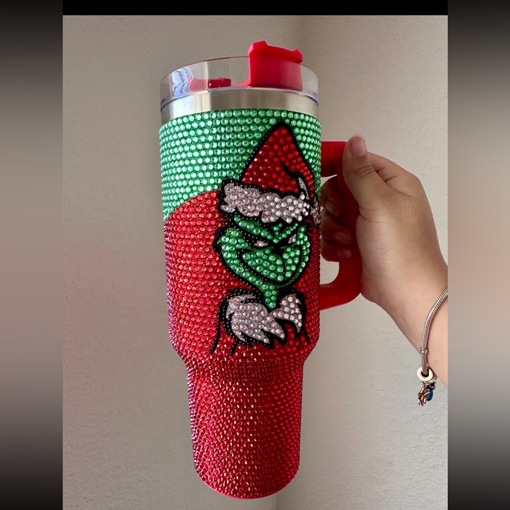 The grinch 40oz rhinestone stainless tumbler Christmas